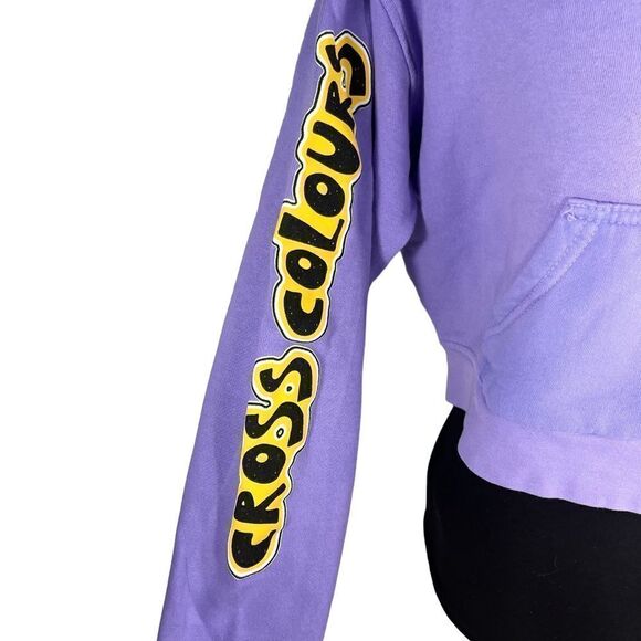 CROSS Colours cropped hoodie pullover sweater lilac Black Lives Are Loved size M - Picture 3 of 13